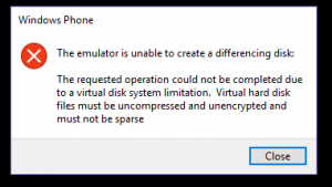 Windows Phone Emulator Error