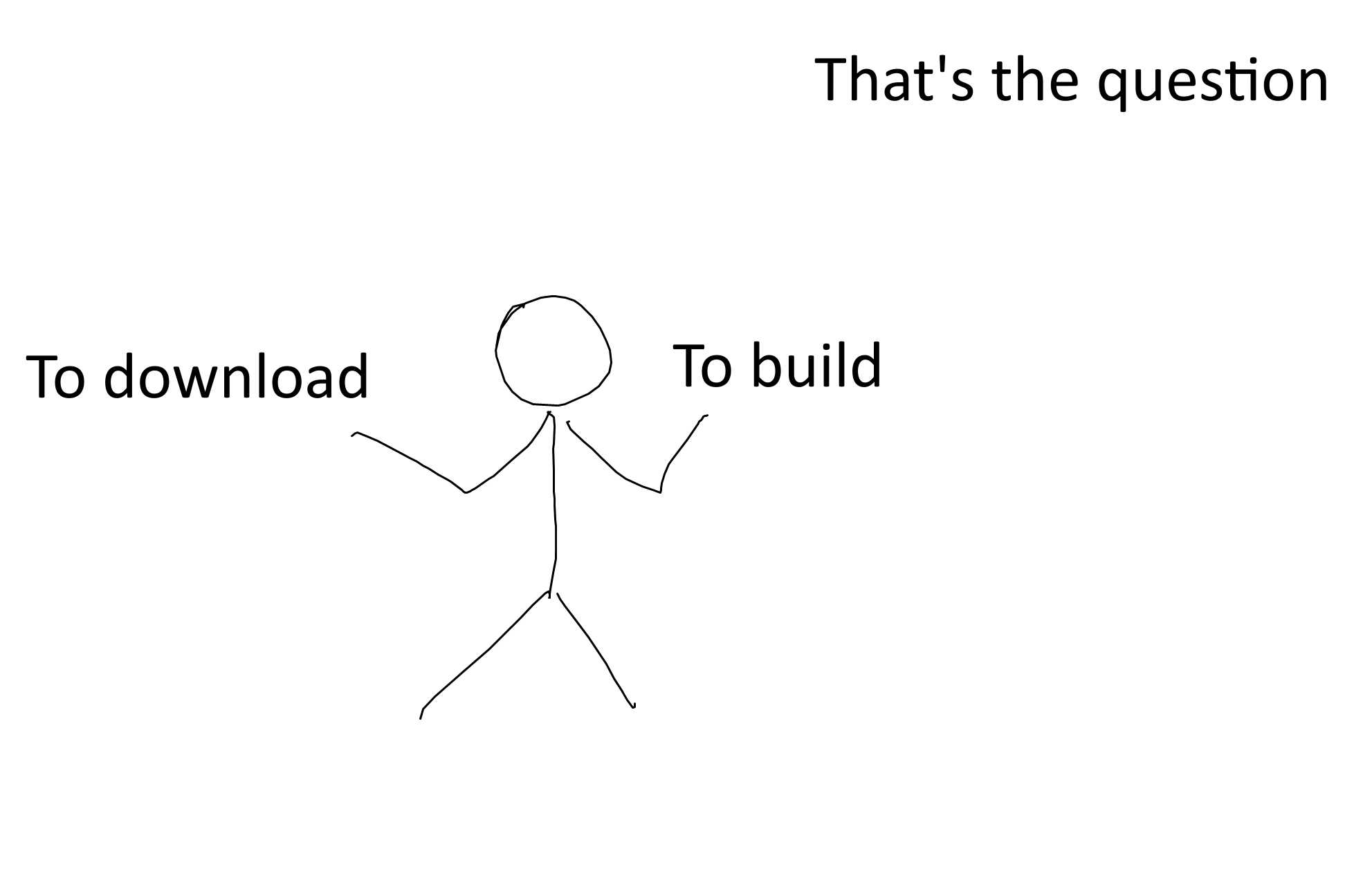 An illustration about choosing between building or downloading applications